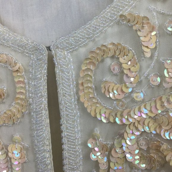 Vintage Swee Lo Silk Sequin Hand Beaded Jacket M - Picture 9 of 12